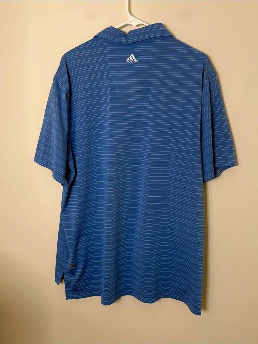 Adidas Climalite men’s large blue striped golf polo short sleeve casual work top
